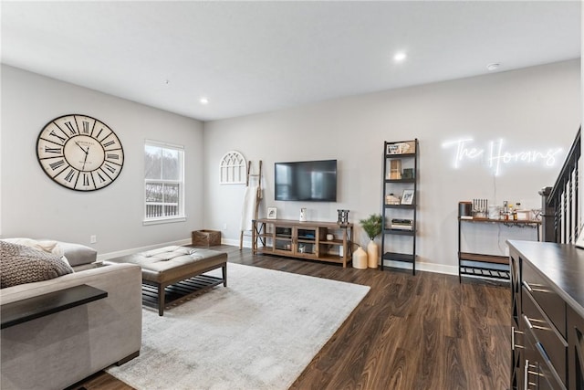 living room featuring dark hardwood / wood-style flooring