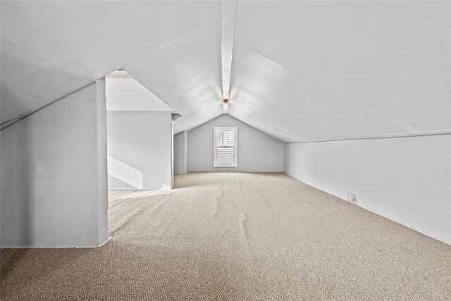 additional living space with carpet floors and vaulted ceiling