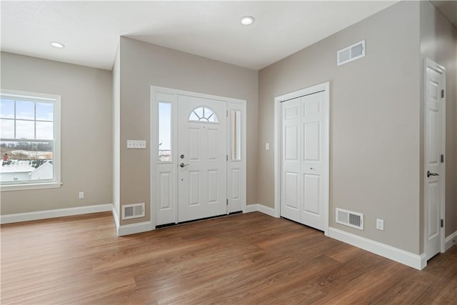 entrance foyer with hardwood / wood-style flooring