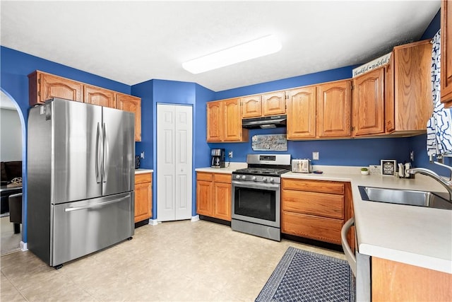 kitchen with sink and stainless steel appliances