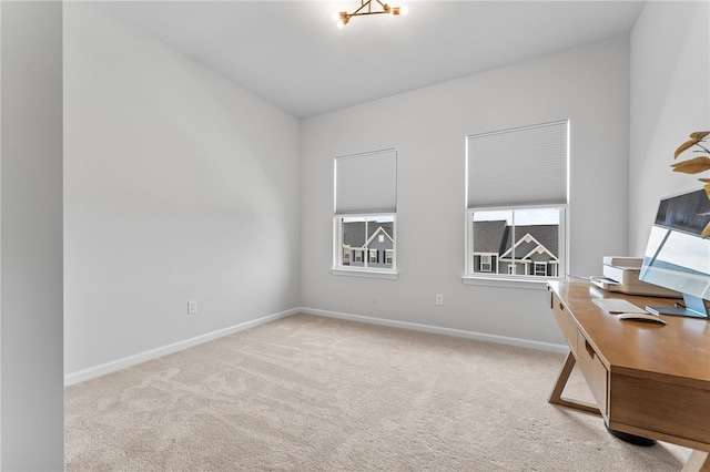 office featuring light colored carpet