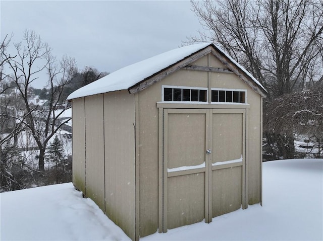 view of snow covered structure