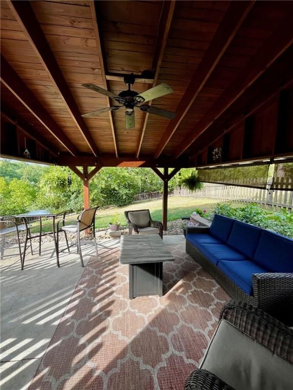 view of patio / terrace featuring outdoor lounge area and ceiling fan