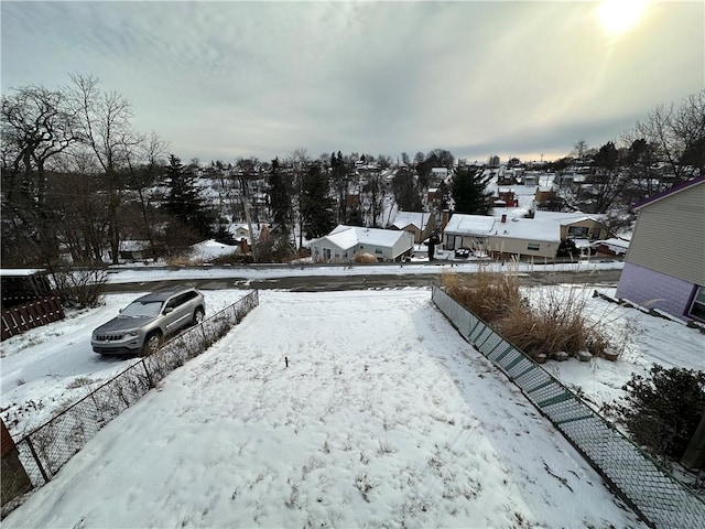 view of yard covered in snow