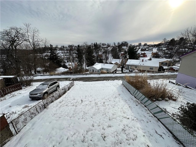 view of yard covered in snow