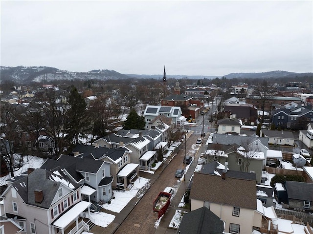 aerial view with a mountain view