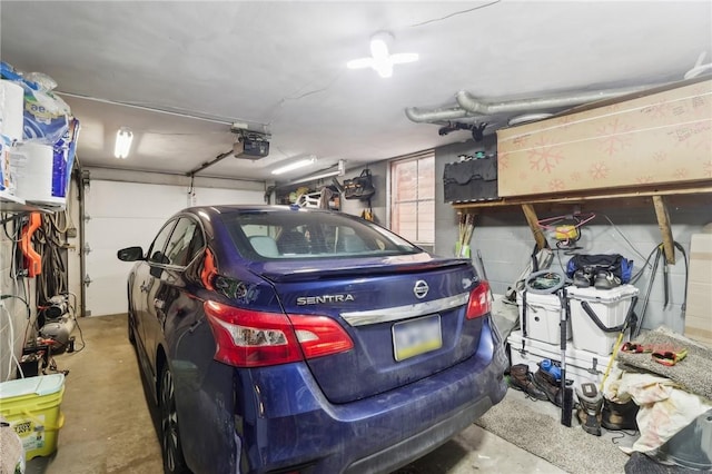 garage with a garage door opener