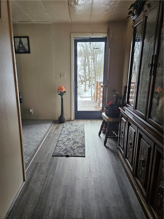 doorway to outside featuring hardwood / wood-style flooring