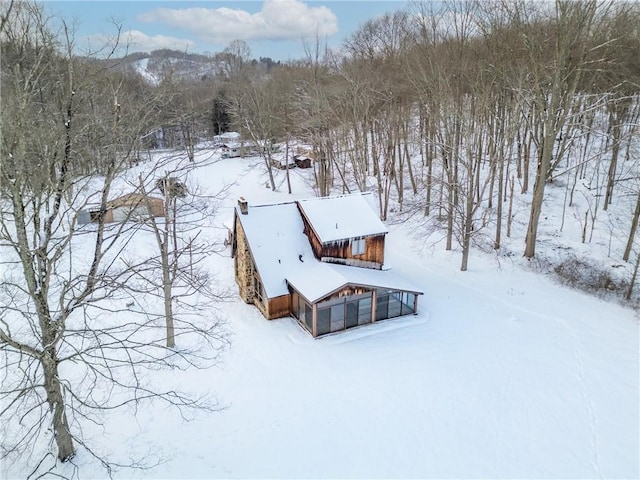 view of snowy aerial view