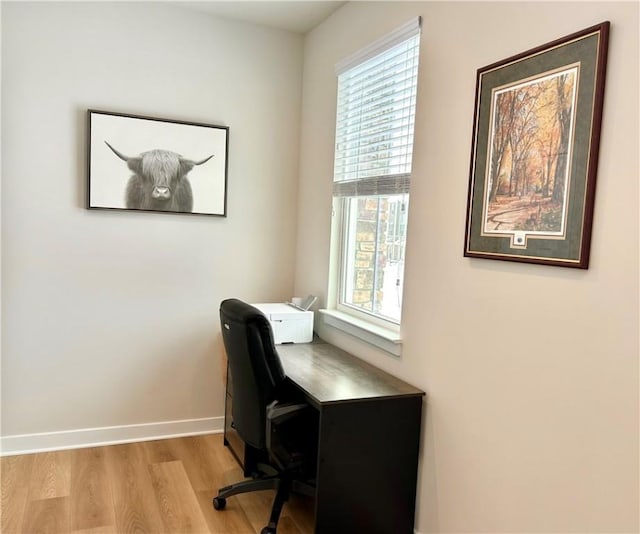 office space featuring light hardwood / wood-style floors