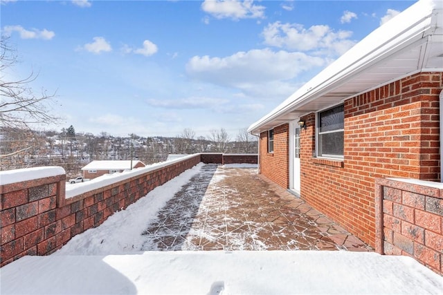 view of yard covered in snow