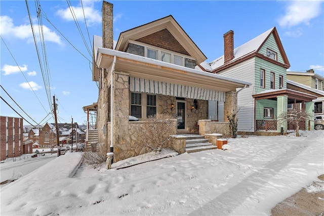 view of front of property with covered porch