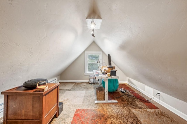 additional living space featuring lofted ceiling