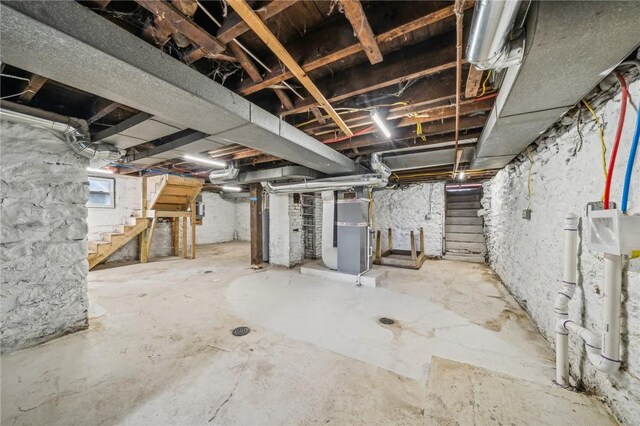 basement with heating unit