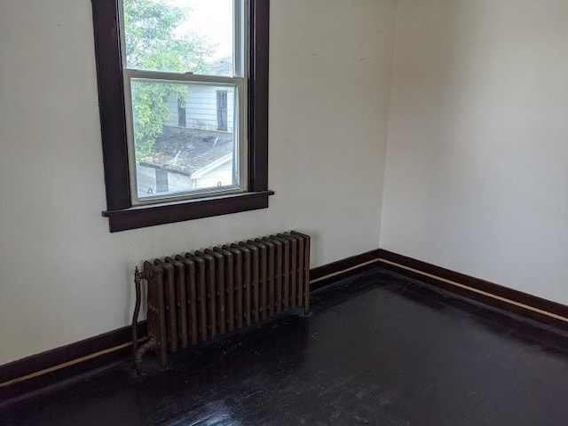 spare room featuring radiator and a wealth of natural light