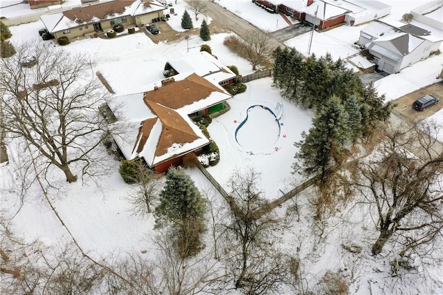 view of snowy aerial view