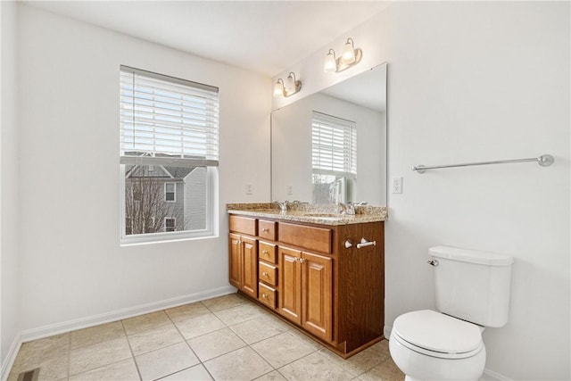 bathroom featuring tile patterned floors, toilet, and vanity