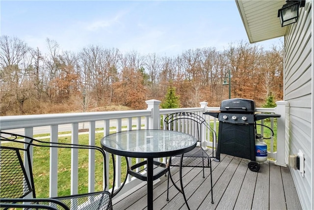 deck featuring grilling area