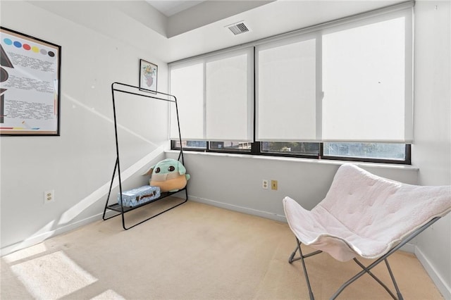 sitting room with light carpet