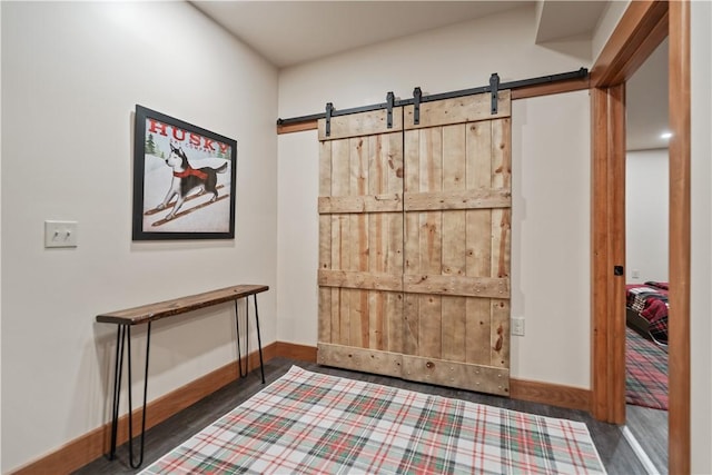 interior space with a barn door