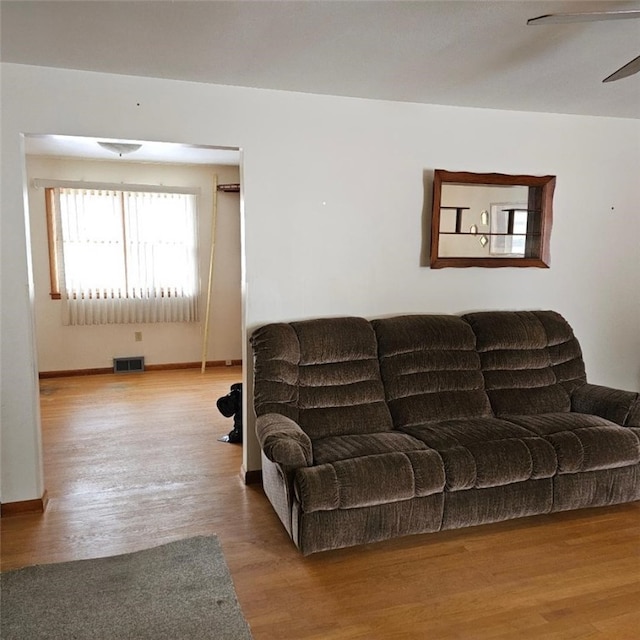 living room featuring light wood-type flooring