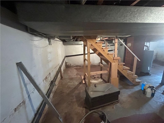 basement with water heater