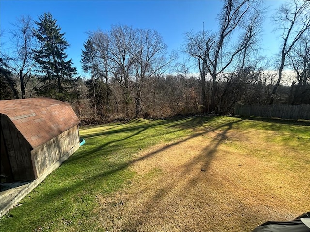 view of yard with an outbuilding