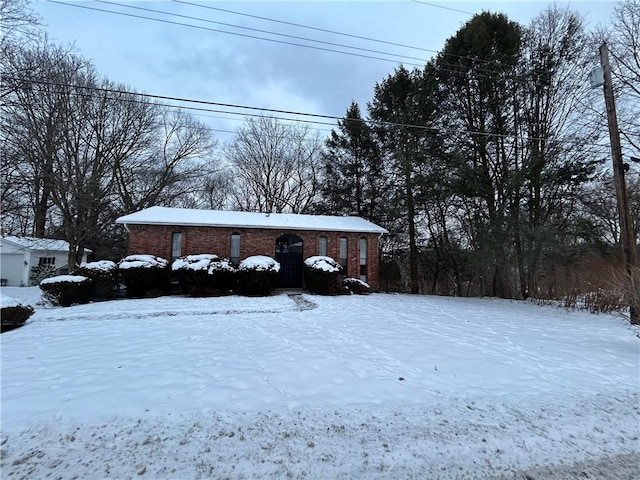 view of yard layered in snow