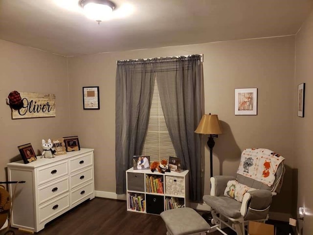 living area featuring dark hardwood / wood-style floors