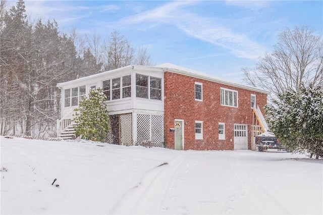 view of snow covered exterior