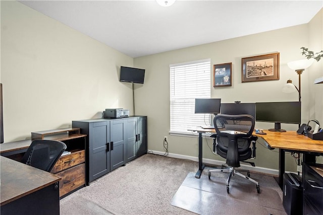 view of carpeted home office