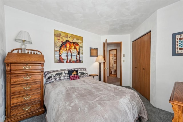 carpeted bedroom featuring a closet