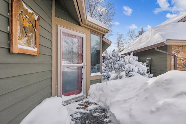 view of snow covered exterior