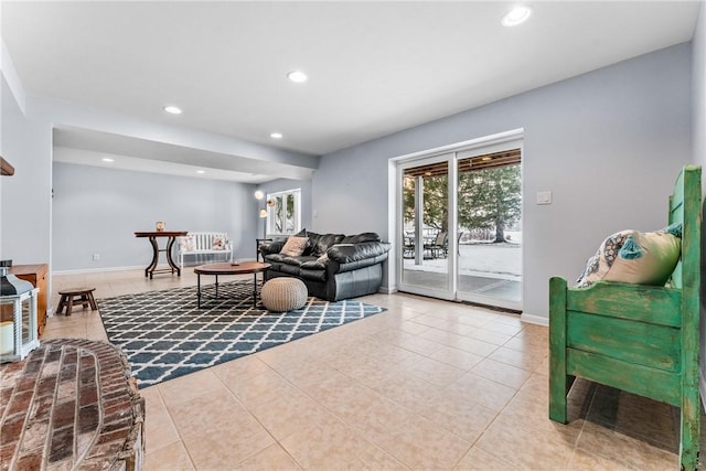 252 Latonka Dr, Jackson Twp Mer, PA 16137 - living area with recessed lighting, tile patterned floors, and baseboards