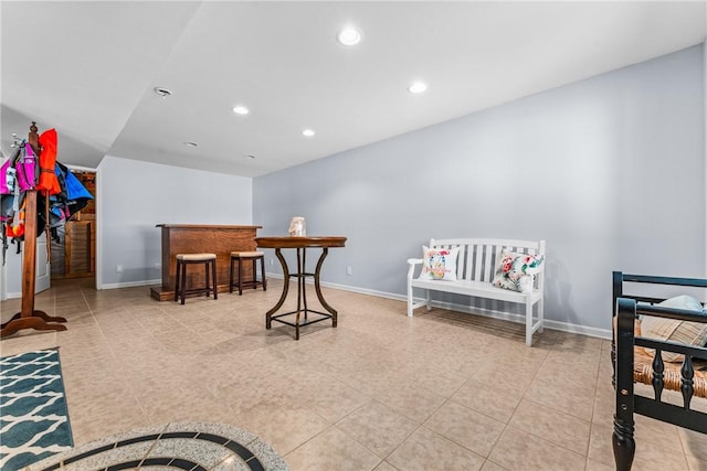 252 Latonka Dr, Jackson Twp Mer, PA 16137 - playroom featuring tile patterned floors, baseboards, recessed lighting, and a bar