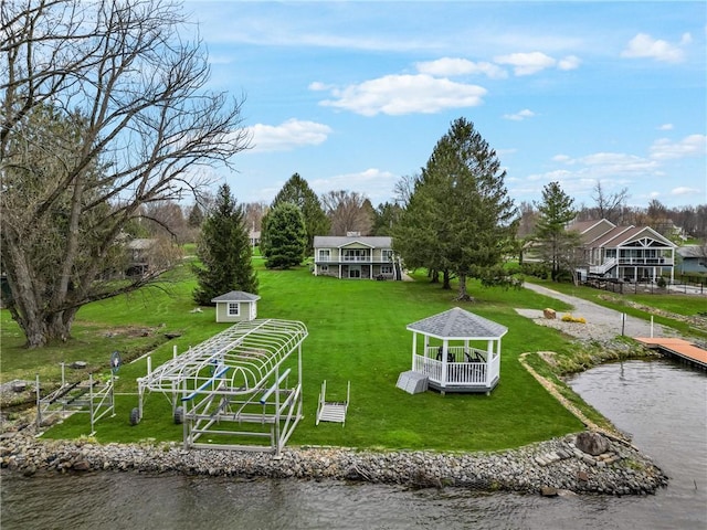 252 Latonka Dr, Jackson Twp Mer, PA 16137 - view of home's community with a gazebo, a yard, a water view, and an outdoor structure