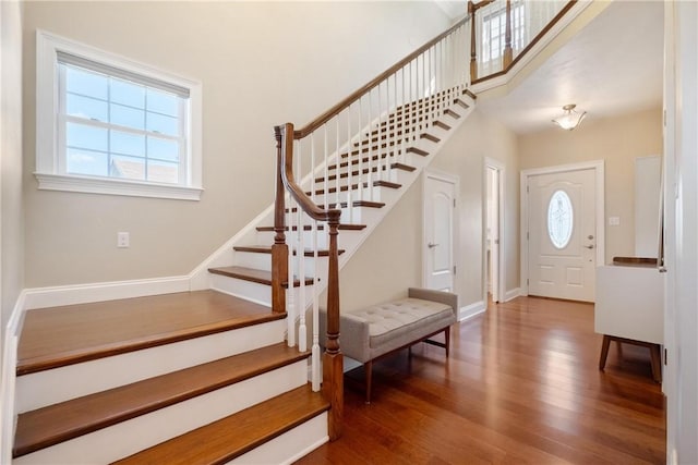 foyer with hardwood / wood-style flooring