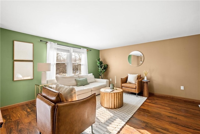 living room featuring dark hardwood / wood-style floors