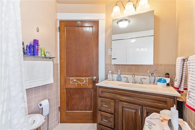 bathroom with vanity and tile patterned floors