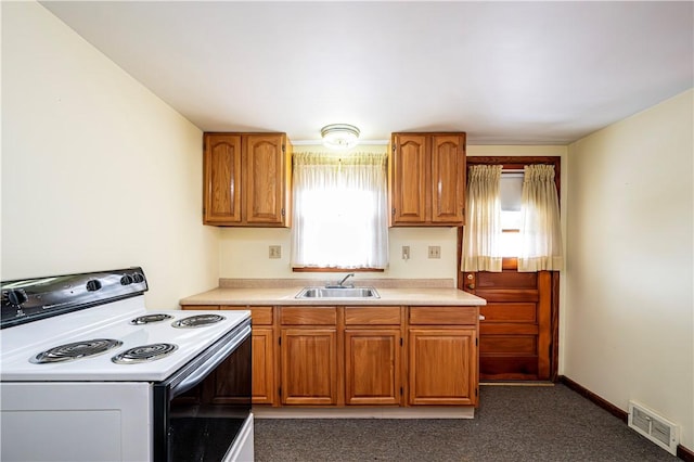 kitchen with sink and electric range