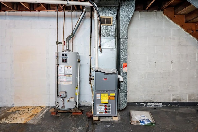 utility room with gas water heater