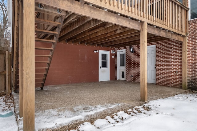 view of snow covered patio