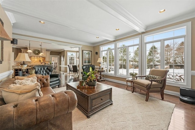 sunroom / solarium with beam ceiling