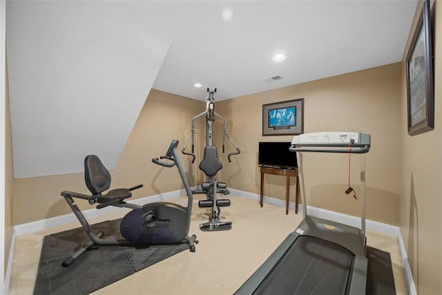 workout area with carpet