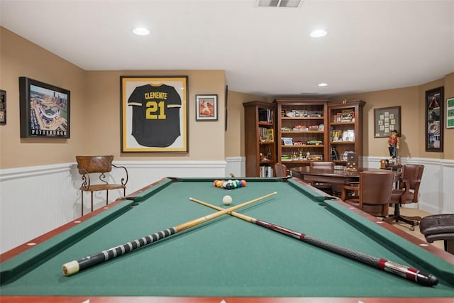 recreation room featuring pool table