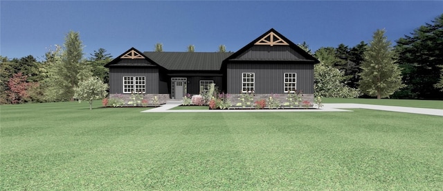 craftsman inspired home with a front lawn