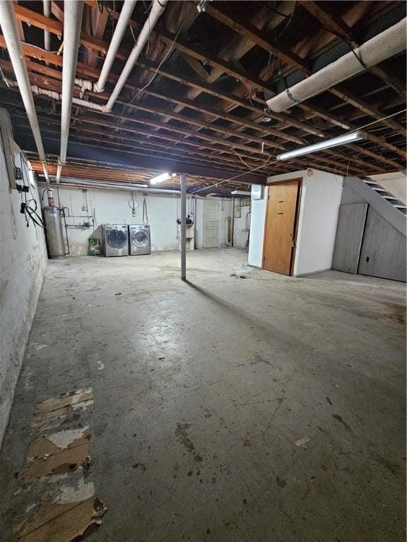1732 Pennsylvania Ave, West Mifflin, PA 15122 - unfinished basement featuring independent washer and dryer