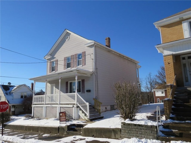 front facade with a porch