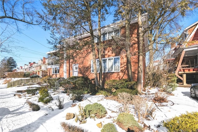 view of snow covered exterior