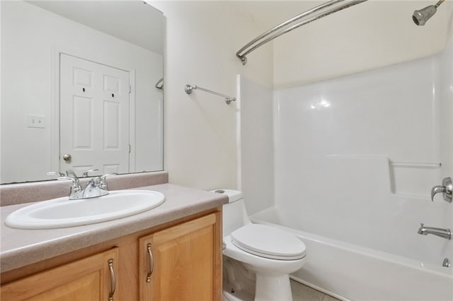 full bathroom featuring tile patterned floors, vanity, toilet, and shower / bath combination